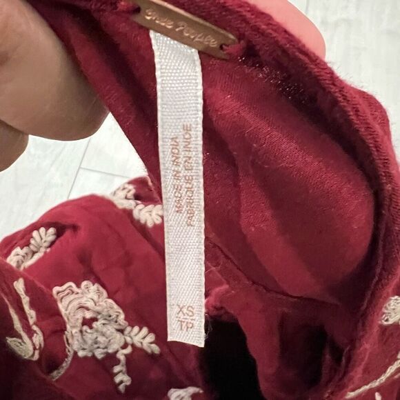 FREE PEOPLE Emma Swing Dress XS Floral Embroidered Cutout Back Boho Gauzy Mini - Picture 5 of 6